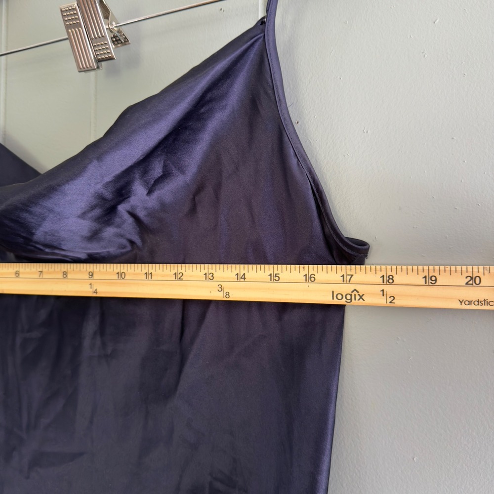 bebe Navy Satin Cowl Midi Slip Dress - Picture 4 of 12